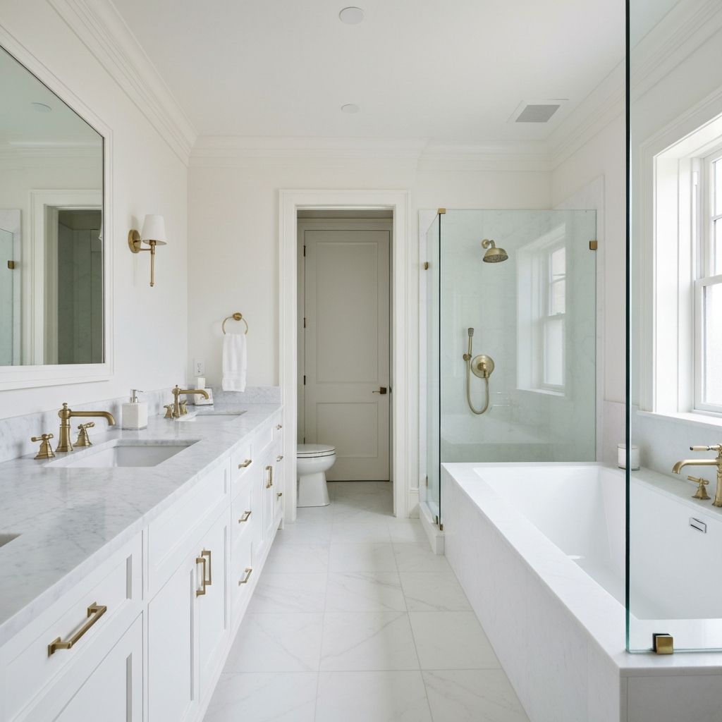 Luxurious modern bathroom with freestanding tub